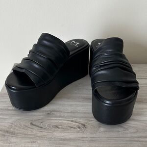Marc Fisher Black Platform Slide Sandals